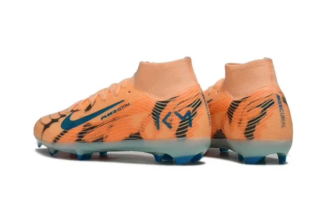 Nike Laranja Azul Chuteiras de Futebol de Corte Alto com Upper Sintético para gramado firme 2