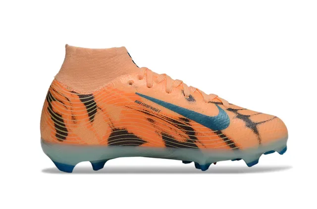 Nike Laranja Azul Chuteiras de Futebol de Corte Alto com Upper Sintético para gramado firme 3