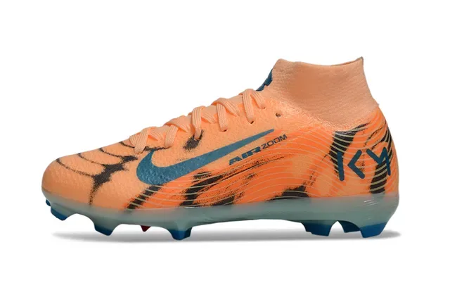 Nike Laranja Azul Chuteiras de Futebol de Corte Alto com Upper Sintético para gramado firme 4