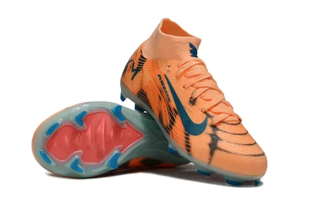Nike Laranja Azul Chuteiras de Futebol de Corte Alto com Upper Sintético para gramado firme 5