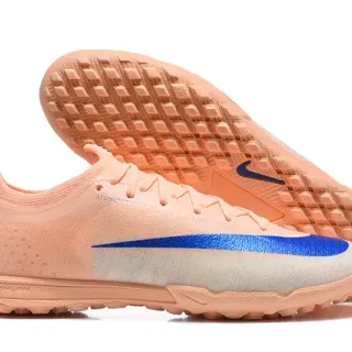 Nike Orange Blue Knit Upper Low-Cut Silhouette Turf Soccer Shoes
