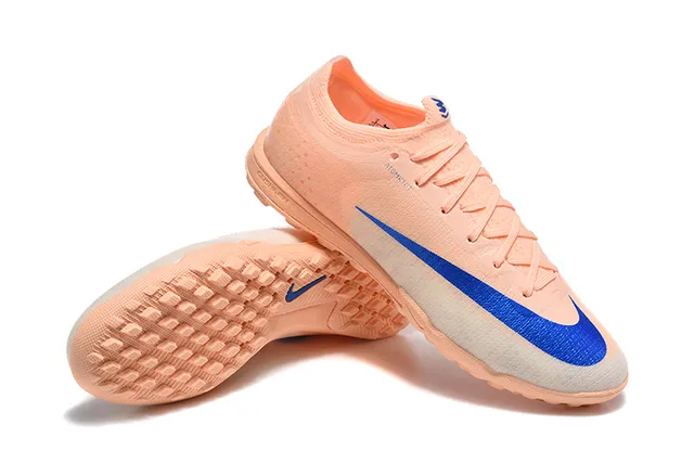 Nike Zapatillas de fútbol turf con upper de knit naranja y azul silueta low-cut 7