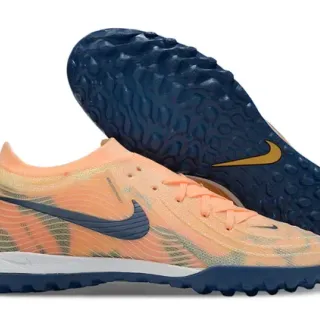 Nike Zapatillas de Fútbol Turf Naranja Marino con Parte Superior de Tejido y Patrón Ondulado