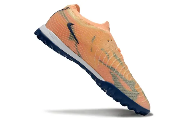 Nike Orange Navy Knit Upper Wave-Patterned Turf Soccer Shoes 2