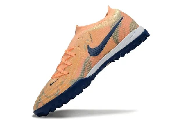 Nike Orange Navy Knit Upper Wave-Patterned Turf Soccer Shoes 3