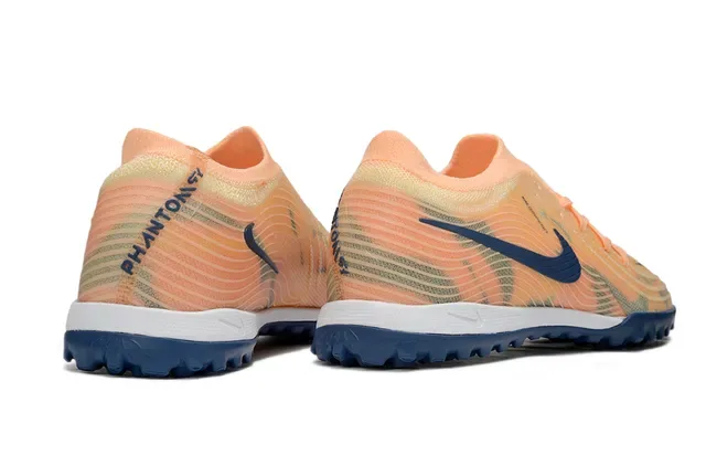 Nike Orange Navy Knit Upper Wave-Patterned Turf Soccer Shoes 5
