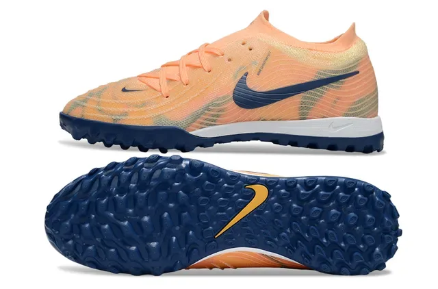 Nike Orange Navy Knit Upper Wave-Patterned Turf Soccer Shoes 6