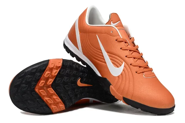 Nike chaussures de football indoor orange et blanc basse coupe avec haut synthétique 2