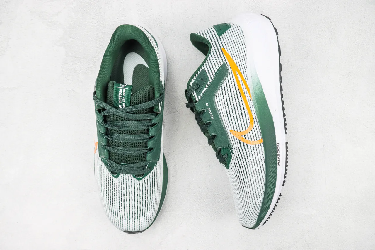 Nike Pegasus 40 White Green Orange Running Shoes 3