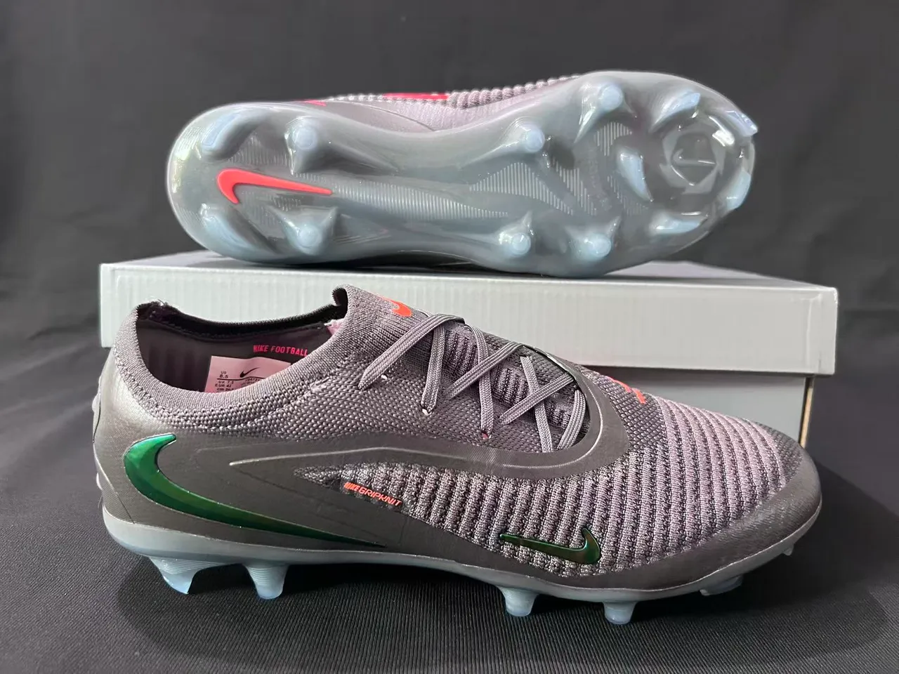Nike Phantom GT Black Iridescent Green Firm-Ground Soccer Shoes 7