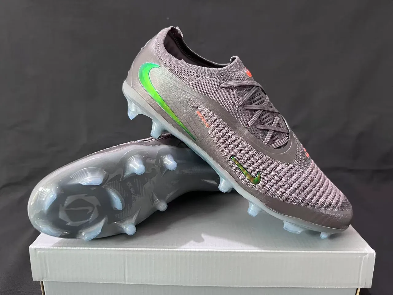Nike Phantom GT Black Iridescent Green Firm-Ground Soccer Shoes 10