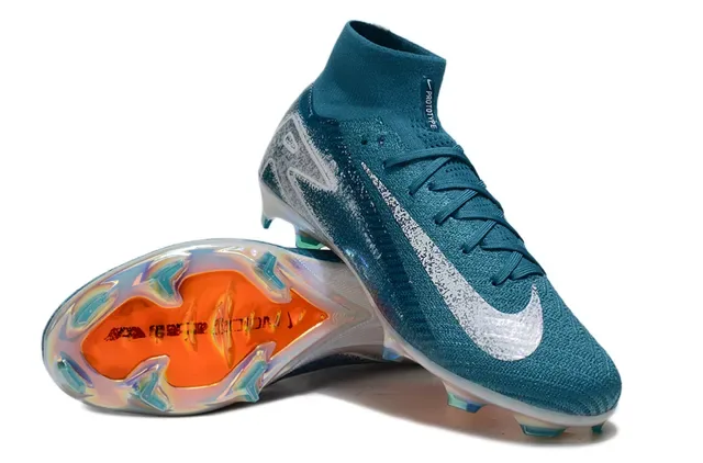 Nike Phantom GT أزرق فضي مقطع عالي نسيج علوي أحذية كرة القدم للأرضية الصلبة 4