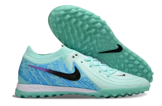 Nike Phantom GT multicolor azul malha superior assimétrica TPU overlay gramado sapatos de futebol 1