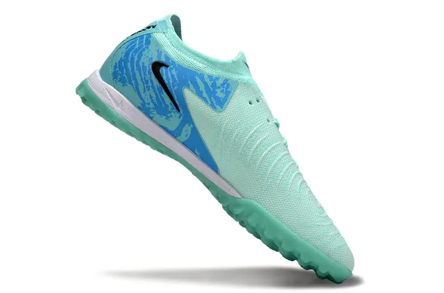 Nike Phantom GT multicolor azul malha superior assimétrica TPU overlay gramado sapatos de futebol 2