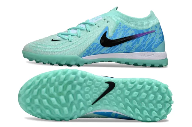 Nike Phantom GT multicolor azul malha superior assimétrica TPU overlay gramado sapatos de futebol 6