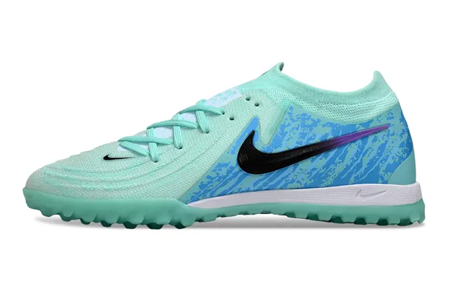 Nike Phantom GT multicolor azul malha superior assimétrica TPU overlay gramado sapatos de futebol 7
