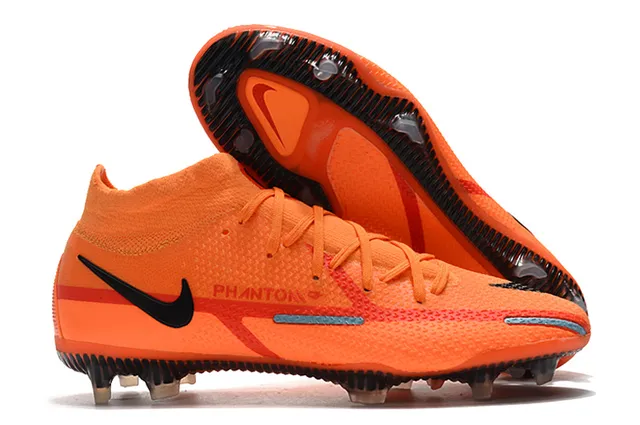 Nike Phantom GT Laranja Preto Alto Colar Meia Ajustável Campo Firme Sapatilhas de Futebol 2