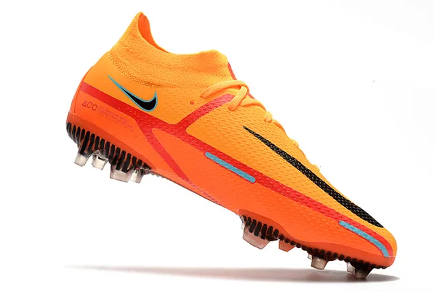 Nike Phantom GT Laranja Preto Alto Colar Meia Ajustável Campo Firme Sapatilhas de Futebol 4