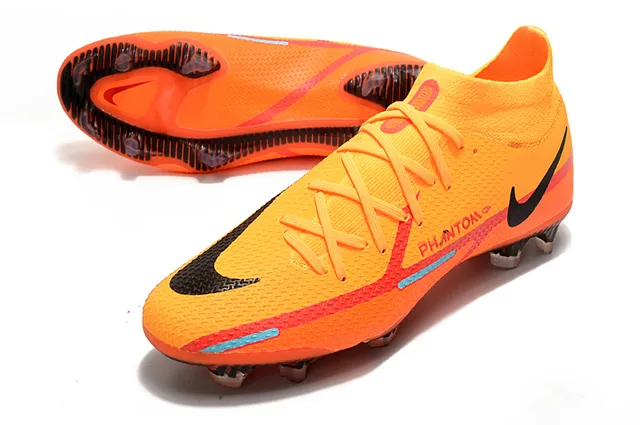 Nike Phantom GT Laranja Preto Alto Colar Meia Ajustável Campo Firme Sapatilhas de Futebol 7