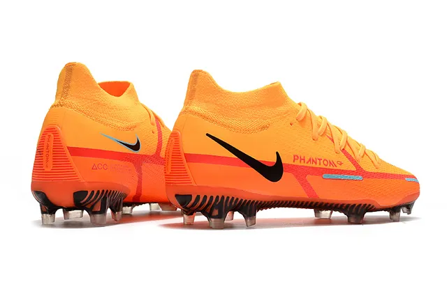 Nike Phantom GT Laranja Preto Alto Colar Meia Ajustável Campo Firme Sapatilhas de Futebol 8
