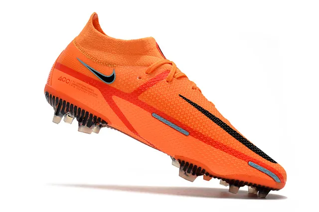 Nike Phantom GT Laranja Preto Alto Colar Meia Ajustável Campo Firme Sapatilhas de Futebol 10