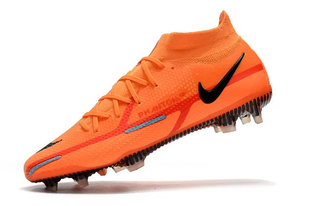 Nike Phantom GT Laranja Preto Alto Colar Meia Ajustável Campo Firme Sapatilhas de Futebol 11