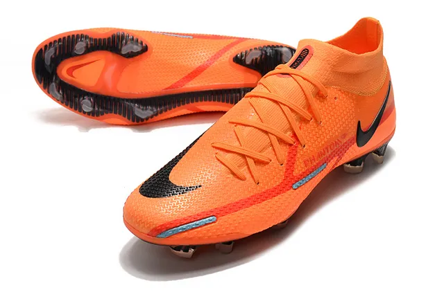 Nike Phantom GT Laranja Preto Alto Colar Meia Ajustável Campo Firme Sapatilhas de Futebol 13