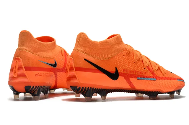 Nike Phantom GT Laranja Preto Alto Colar Meia Ajustável Campo Firme Sapatilhas de Futebol 14