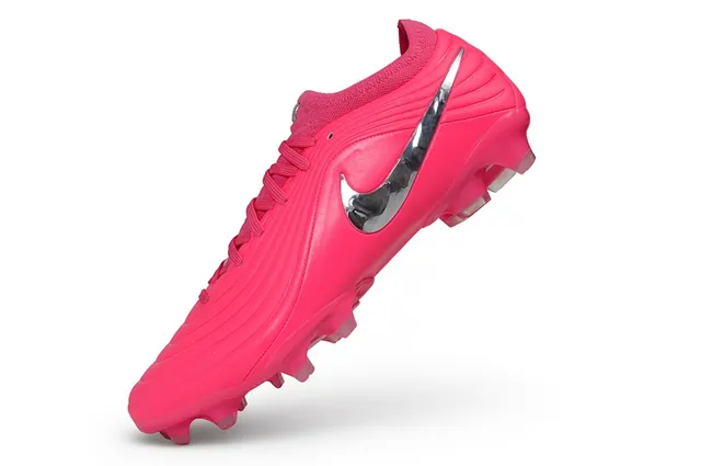 Nike Phantom GT rosa prata texturizado com onda upper sintético Metallic Swoosh sapatos de futebol para gramado firme 3
