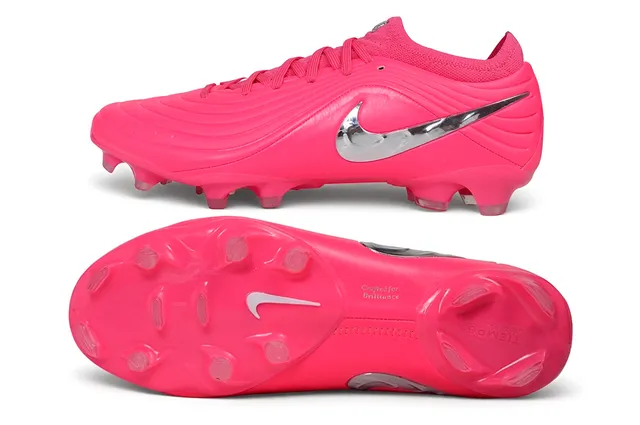 Nike Phantom GT rosa prata texturizado com onda upper sintético Metallic Swoosh sapatos de futebol para gramado firme 6