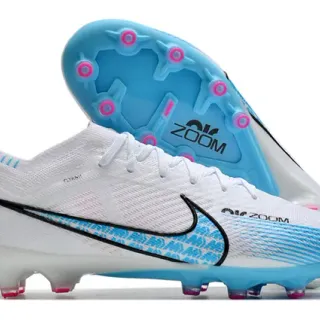 Nike Phantom GT White Blue Flyknit Upper Low-Cut Ankle Collar Firm-Ground Soccer Shoes
