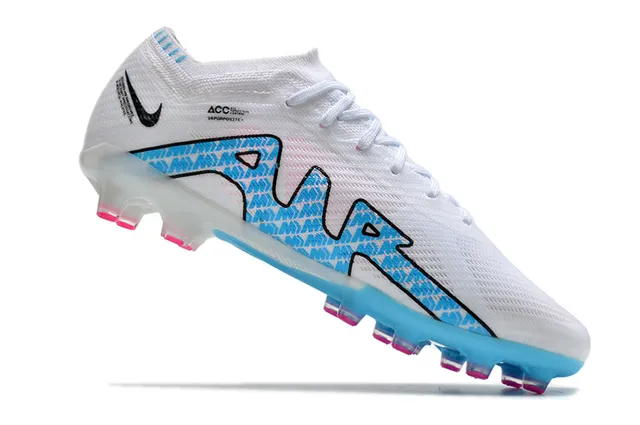 Nike Phantom GT White Blue Flyknit Upper Low-Cut Ankle Collar Firm-Ground Soccer Shoes 2
