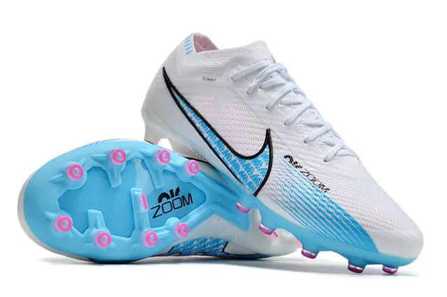 Nike Phantom GT White Blue Flyknit Upper Low-Cut Ankle Collar Firm-Ground Soccer Shoes 4