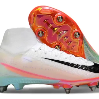 Nike Phantom GT White Multicolor High-Cut Flyknit Upper Iridescent Gradient Overlay Firm-Ground Soccer Shoes
