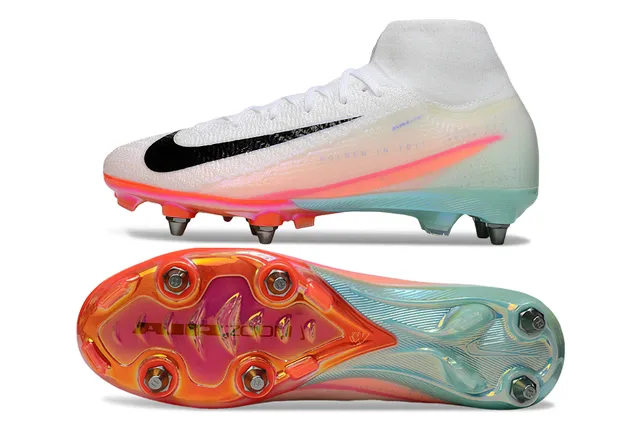 Nike Phantom GT White Multicolor High-Cut Flyknit Upper Iridescent Gradient Overlay Firm-Ground Soccer Shoes 6
