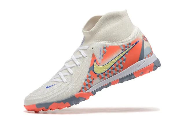 Nike Phantom GT Blanc Multicolore Col de Chaussette Imprimé Géométrique Chaussures de Football en Herbe 5