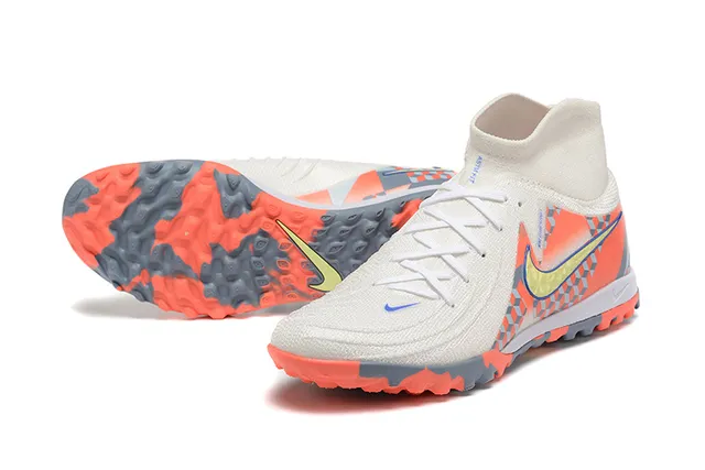 Nike Phantom GT Blanc Multicolore Col de Chaussette Imprimé Géométrique Chaussures de Football en Herbe 7