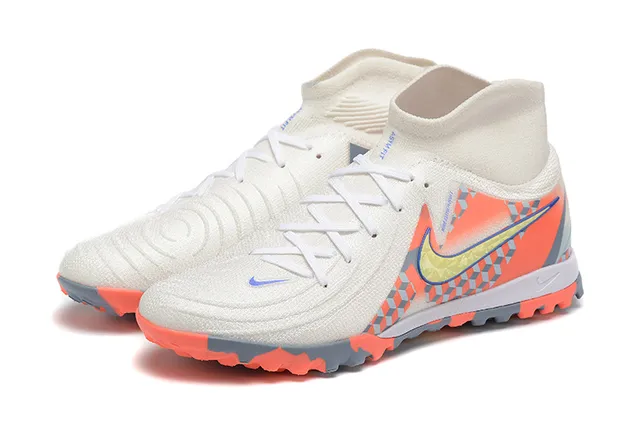 Nike Phantom GT Blanc Multicolore Col de Chaussette Imprimé Géométrique Chaussures de Football en Herbe 8