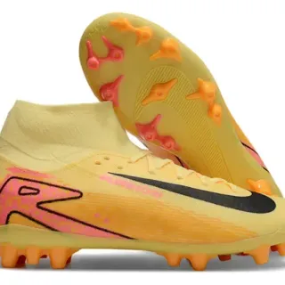 Nike Phantom GT أصفر وردي عالي القطع كولار جوارب أرضية صلبة أحذية كرة القدم