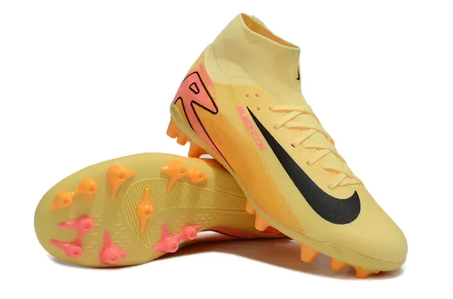 Nike Phantom GT Yellow Pink High-Cut Sock-Fit Collar Firm-Ground Soccer Shoes 3
