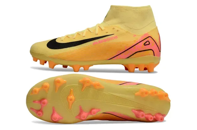 Nike Phantom GT Yellow Pink High-Cut Sock-Fit Collar Firm-Ground Soccer Shoes 5