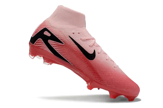 Nike Pink Black High-Cut Flyknit Collar Gradient Upper Firm-Ground Soccer Shoes 2