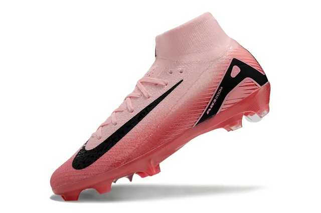 Nike Pink Black High-Cut Flyknit Collar Gradient Upper Firm-Ground Soccer Shoes 3