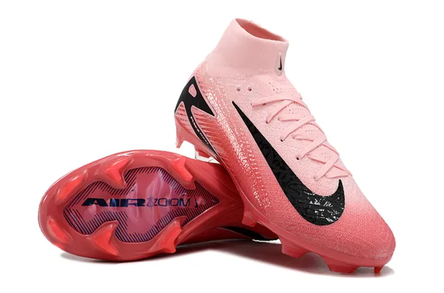 Nike Pink Black High-Cut Flyknit Collar Gradient Upper Firm-Ground Soccer Shoes 4