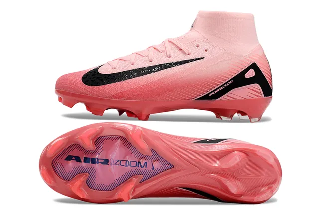 Nike Pink Black High-Cut Flyknit Collar Gradient Upper Firm-Ground Soccer Shoes 6