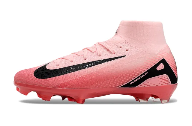 Nike Pink Black High-Cut Flyknit Collar Gradient Upper Firm-Ground Soccer Shoes 7