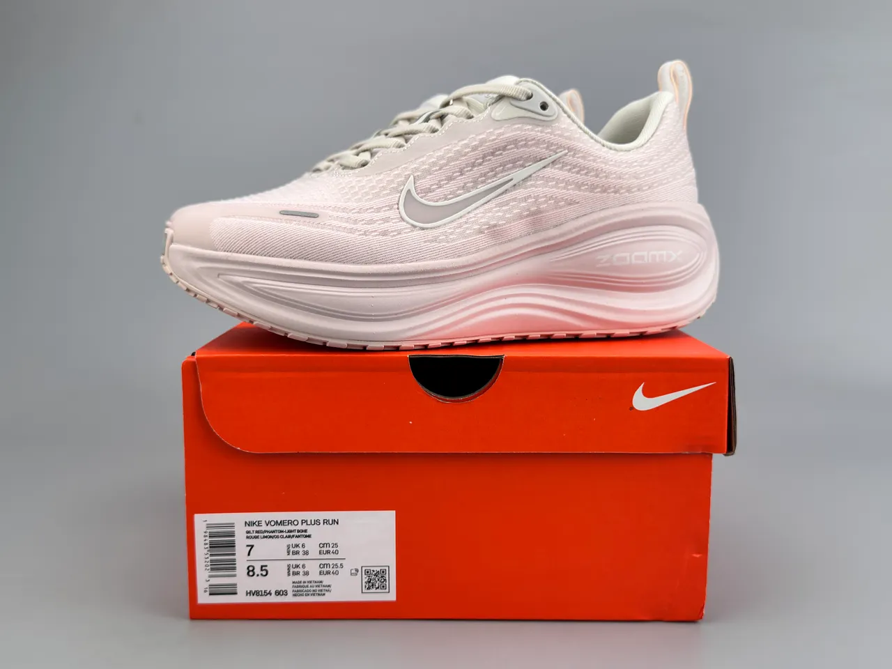 Nike Tênis Running Upper Knit Engineered Rosa Cinza Solado Médio Esculpido Ondulado 6