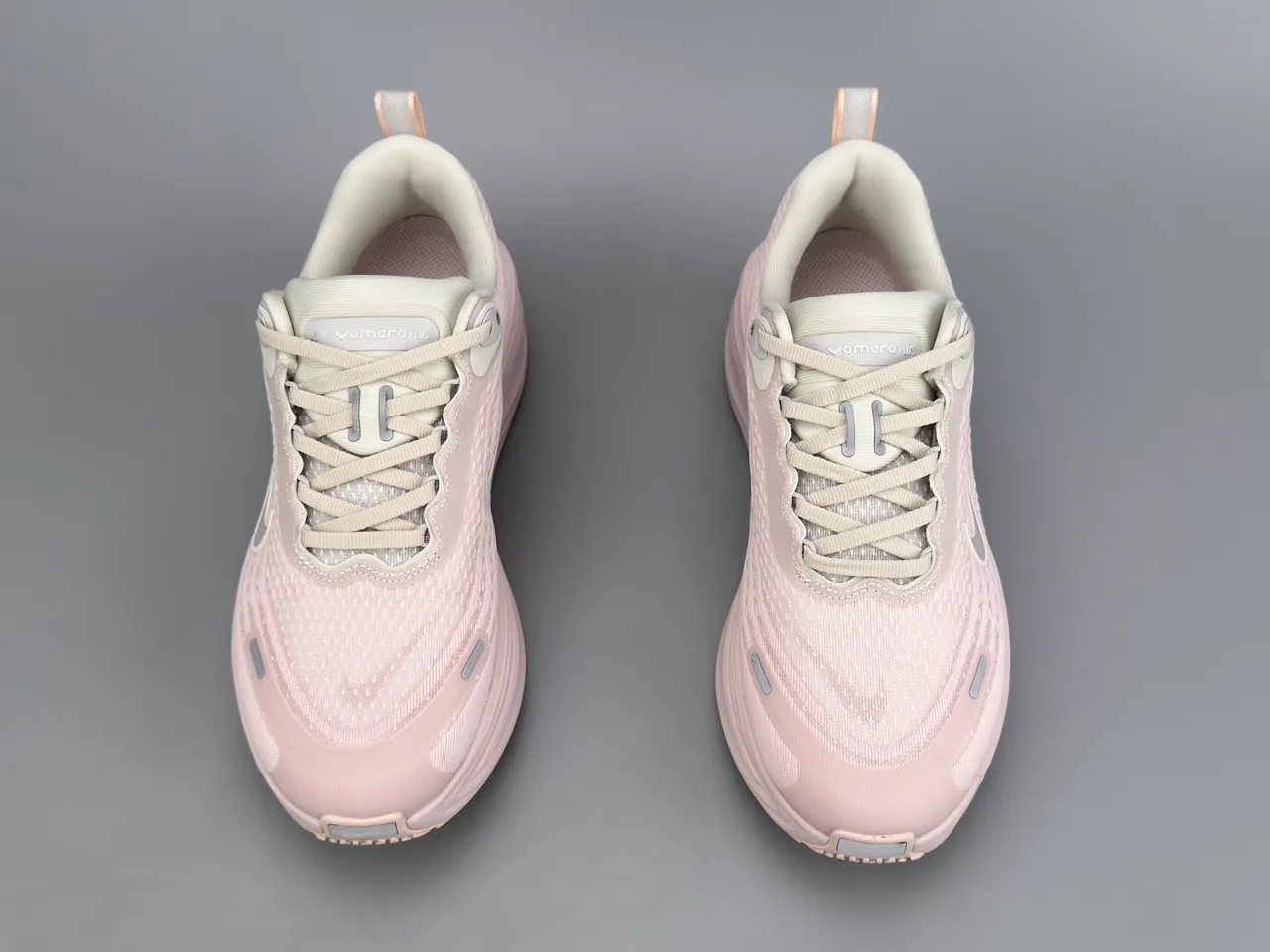 Nike Tênis Running Upper Knit Engineered Rosa Cinza Solado Médio Esculpido Ondulado 10
