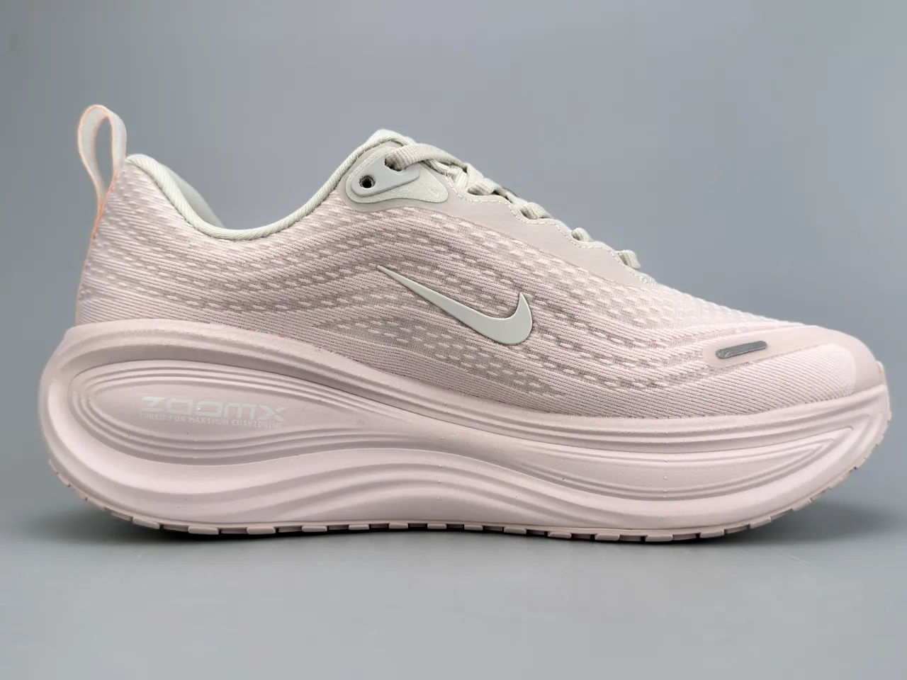 Nike Tênis Running Upper Knit Engineered Rosa Cinza Solado Médio Esculpido Ondulado 4