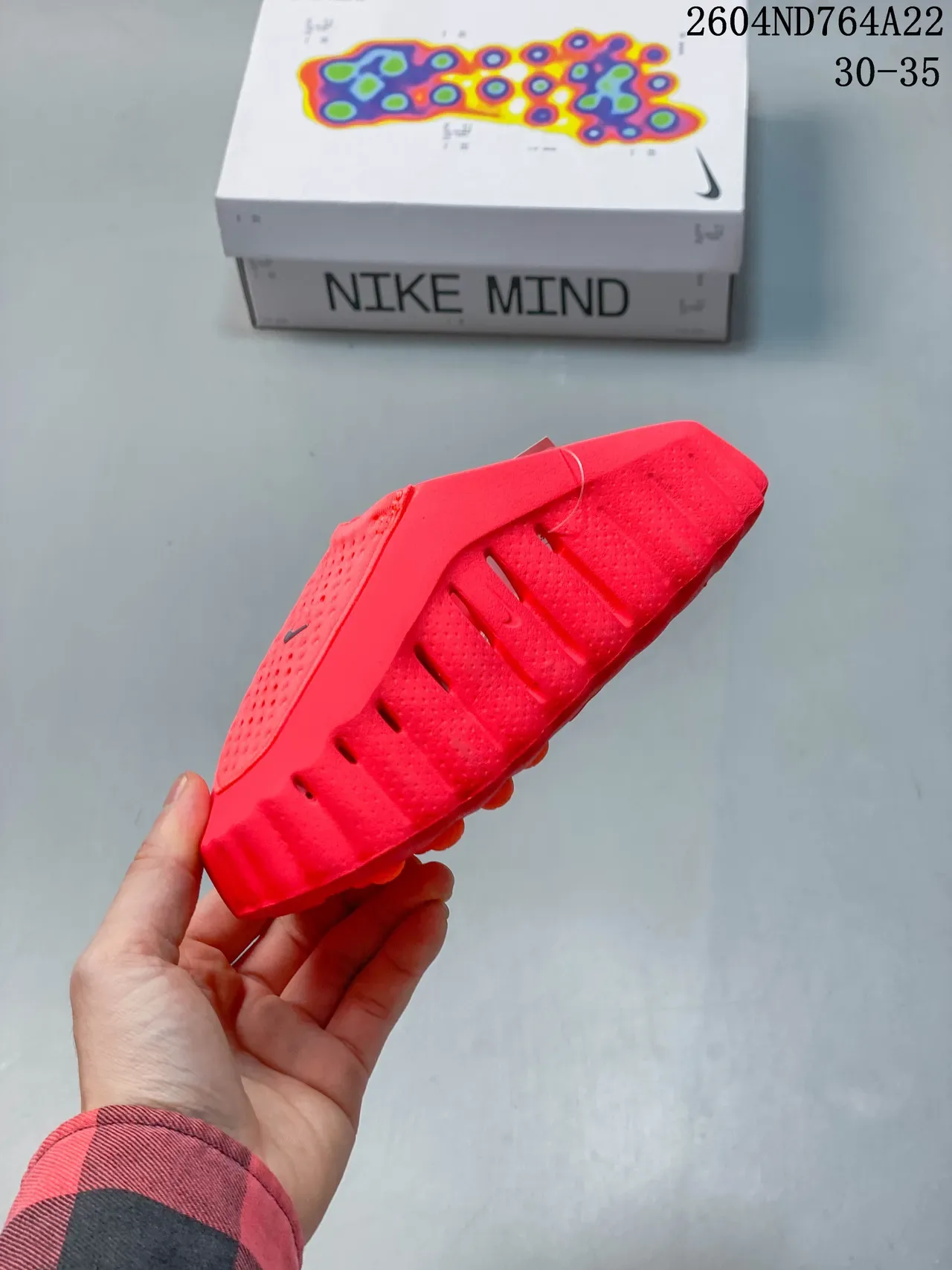 Nike Pink Orange Laceless Slip-On Molded Perforated Upper Sneakers 24